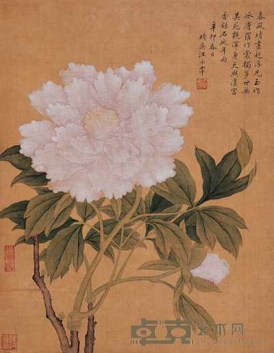 汪承霈 辛卯（1771年）作 富贵图 立轴 34×27cm